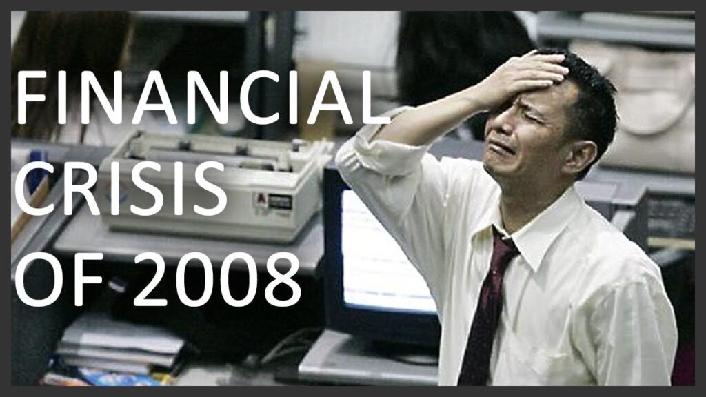 Stock market trader reacting during the global financial crisis of 2008