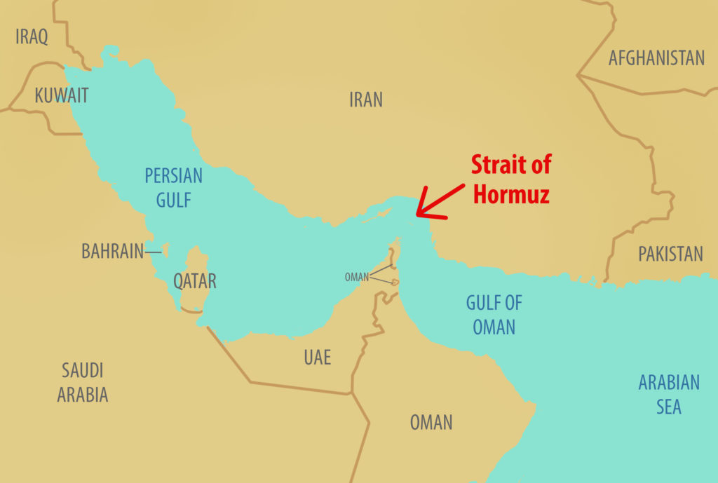 Strait-of-Hormuz Strait of Hormuz map showing oil route between Iran and Oman