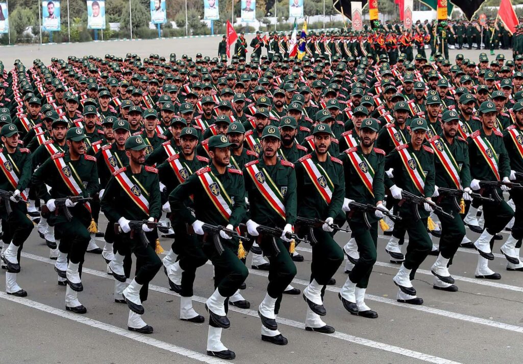 graduation-ceremony-iran-islamic-revolutionary-guard-corps-irgc-october-14-2019_15982127071267037847 Iranian Revolutionary Guard soldiers marching during military parade showing Iran's military strengthn