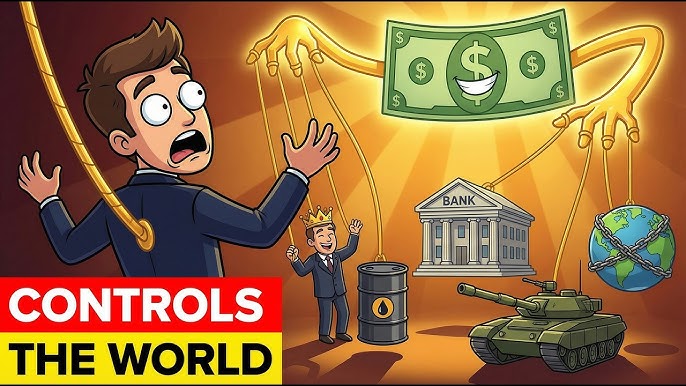 US dollar controlling global economy illustration showing financial dominance and geopolitical influence